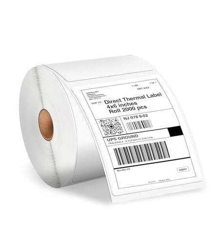 BlackWidow 4" x 6" Direct Thermal Shipping Labels, Perforated and Strong Adhesive, Compatible with Rollo, MUNBYN, Zebra, Fargo Label Printer. Commercial Grade. (Fanfold or roll) - size: Roll 2000 labels
