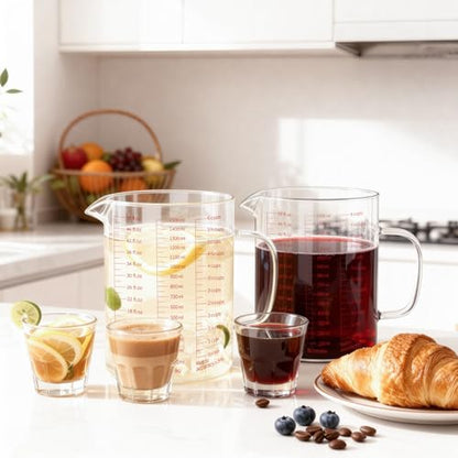 BCnmviku Glass Measuring Cup 6CUPS/1500ML/50OZ High Borosilicate [Insulated Handle | V-Shaped Spout]For Prepping Baking and Cooking Preheated Oven Dishwasher Freezer and Microwave Safe - size: 1500ML