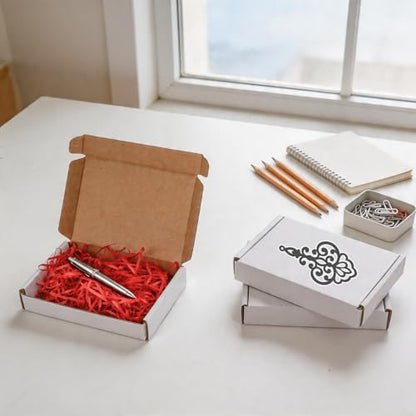 Fishat 6" x 4" x 1" White Corrugated Cardboard Shipping Boxes Set of 25 - size: 6" x 4" x 1"