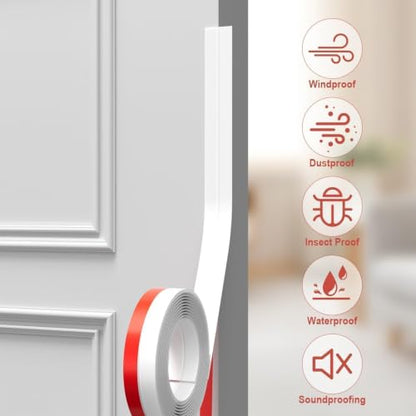 Weather Stripping, 2 in x 20 ft White Silicone Door Seal Strip - color: White, size: 2 Inch x 20 Feet