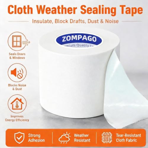 ZOMPAGO Weather Stripping Tape Door Window Seal 1.8 in x 66 FT,White - size: 2 Roll, 1.8 in x 33 FT, White