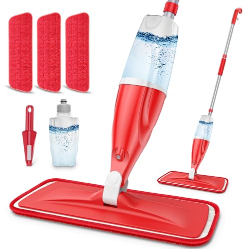 Spray Mops for Floor Cleaning: Wet Dry Mop Hardwood Floor Mops Refillable - color: Red