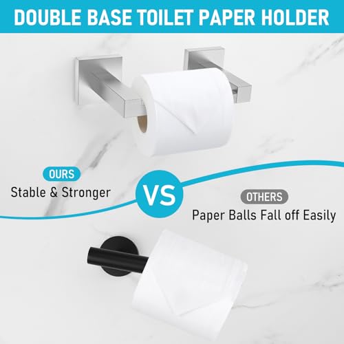 Toilet Paper Holder Wall Mount, Brushed Nickel Paper Towel Holder Double Base Large Stainless Steel Bathroom Toilet Tissue Roll Holder, Commercial Toilet Paper Dispenser - color: Brushed Nickel, size: Square