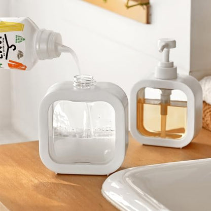 Hand Soap Dispenser for Bathroom, Modern Dish Soap Dispenser for Kitchen Sink, Liquid Soap Container with Pump, Clear Plastic Soap Pump Bottles (2 Packs,10oz, White) - color: White 300ml