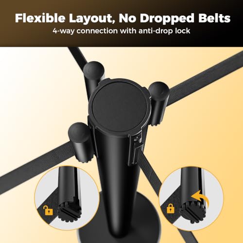 CAMMOO 4 Pack Crowd Control Stanchions, 8.2ft Retractable Belt, 11 Lbs Base