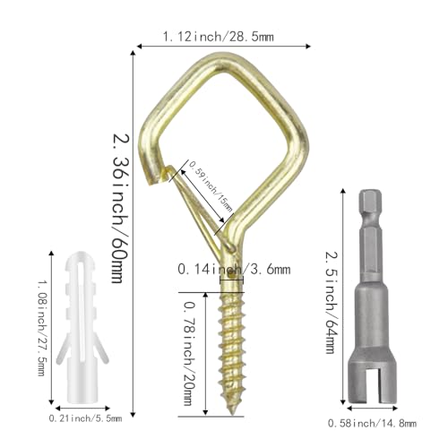 32 Pcs 2.36IN Ceiling Hooks with Safety Buckle for Plants - color: Gold, size: 32Pcs