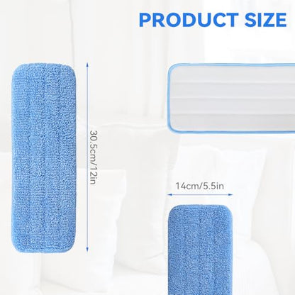 12" Microfiber Pad for Rubbermaid Commercial 12 Inch Mop Head - 8 Pack Replacement Wet & Dry Commercial Reusable Cleaning Mop Refills Fit for Any Microfiber Flat Mop System 12" - color: Blue-12inch-8pack