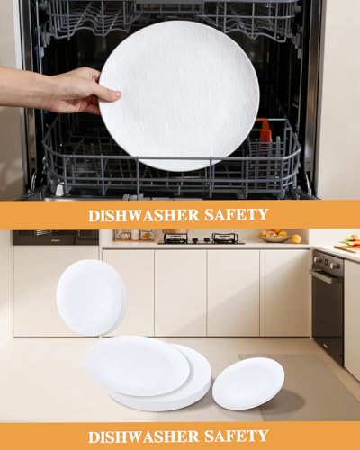 32pcs White Hard Plastic Plates Reusable Dinnerware Dish Set - color: White