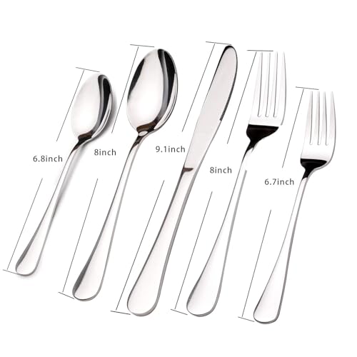 Silverware Set for 12 with Serving Utensil,Stainless Steel Flatware Cutlery - size: 65 Piece, style: Modern