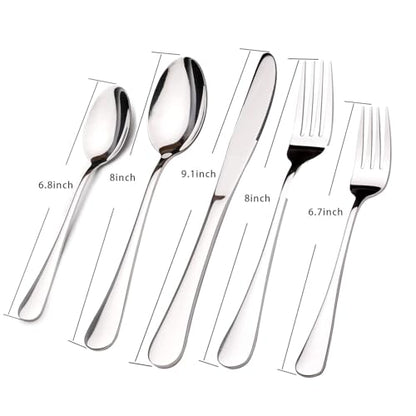 Silverware Set for 12 with Serving Utensil,Stainless Steel Flatware Cutlery - size: 65 Piece, style: Modern