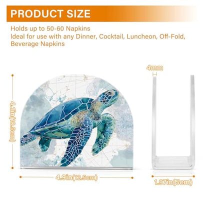 Sea Turtle Pattern Napkin Holder for Table Acrylic Tissue Dispenser - color: sea turtle pattern