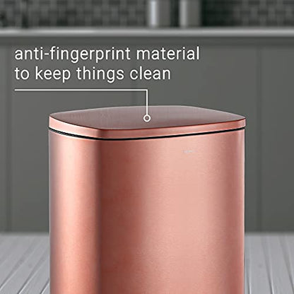 happimess Connor 2-Piece Stainless Steel Trash Can, Rose Gold - color: Rose Gold