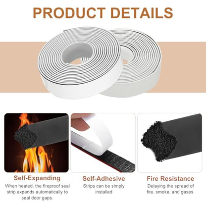 Smoke Fire Seal Strip 9.8Ft 30mm/1.18" Wx 2mm/0.08" T White - color: White, size: 9.8FT x 30mm / 1.18" W x 2mm / 0.08" T