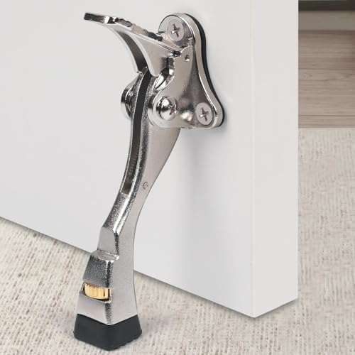 Kick Down Door Stoppers for Bottom of Door, Heavy Duty Kickdown Door Stop, Adjustable Door Stoppers (4 Inch x 1 Pack) - color: Satin Nickel, size: 4 inch x 1pack
