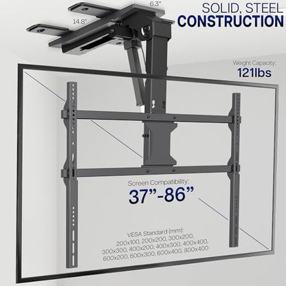 VIVO Black Electric Ceiling TV Mount for 37-86 in Screens, MOUNT-E-FD85C - color: Black, size: 37” to 86” Screens