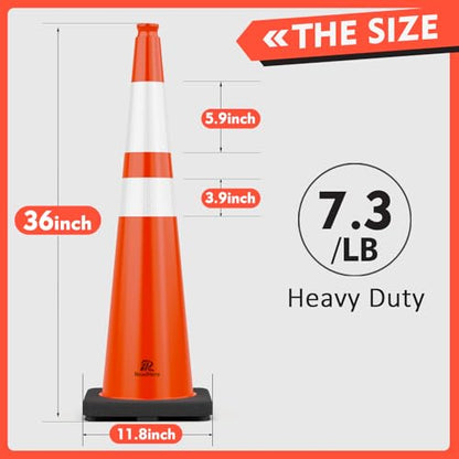 RoadHero Orange Traffic Safety Cones 36 Inch with Weighted Base, 4 Pack - size: 36 INCH