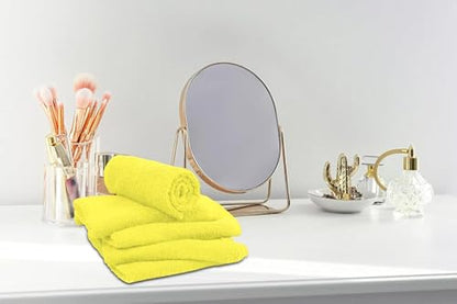 Salon Towels – Pack of 24 (16"x27") 100% Cotton Ring Spun (Not Bleach Proof) Ultra Soft, Highly Absorbent Hand Towels – Bulk for Spa, Gym & Salon (Yellow) - color: Yellow
