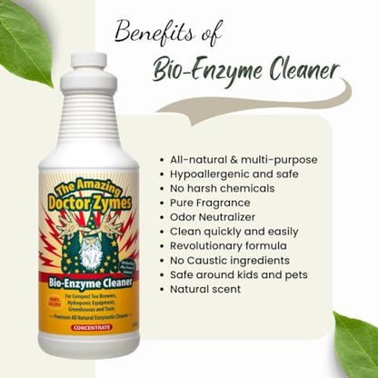 Bio-Enzyme Cleaner Concentrate – Professional Enzyme Cleaner for Odor, Grime, Germs, Mold, Organic Buildup & Surface Residue – Non-Toxic, Residue-Free Cleaner for Homes, Facilities & Operations