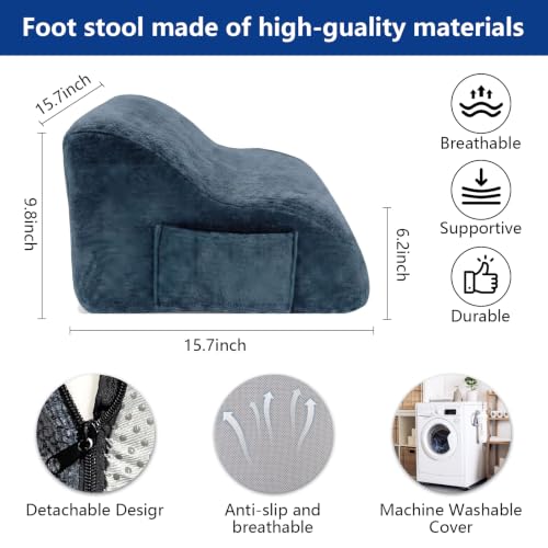 Foot Rest for Under Desk at Work, Ergonomic Under Desk Footrest with Washable Cover, Fit for Office Chair Gaming Chair and Sofa,Leg Elevation Pillow,Supports Posture - color: Blue
