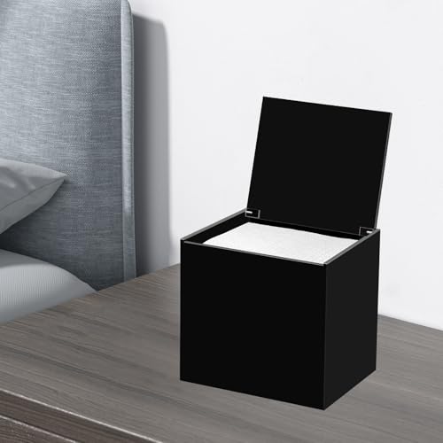 Face Towel Disposable Holder Container Acrylic Facial Towels Box, Black - color: Black