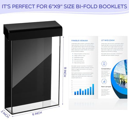 Thyle 1 Pcs 6 x 9 Inch Outdoor Brochure Holder with Lid Acrylic Wall Mount Literature Box with Self Closing Lid Waterproof Clear Heavy Duty with Screws for Flyer Document Pamphlet Display (Black) - color: Black