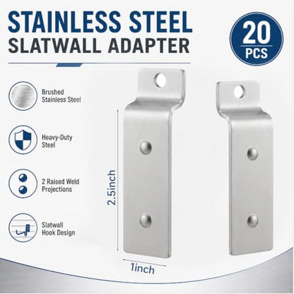 20 Pcs Slatwall Metal Plate 1 x 1.5'' Slat Wall Mounting Adapter