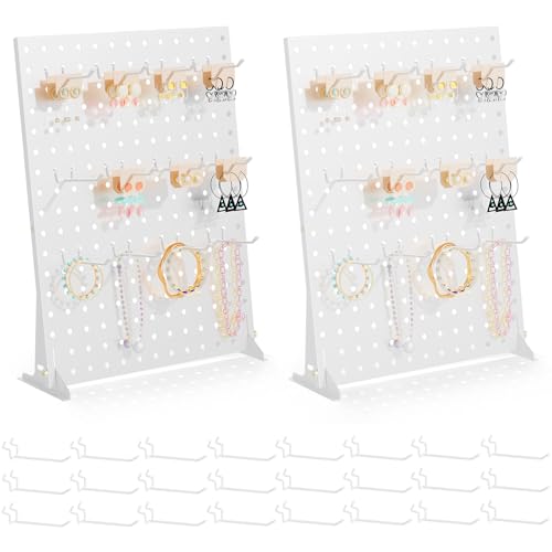 Urban Deco 2 PCS Pegboard Display Stand with 24 Hooks, 17 x 13 Inch, White - color: White, style: 2 Set 24 Hooks