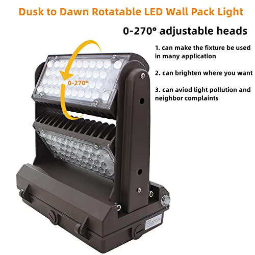 Rotatable LED Wall Pack Light with Dusk to Dawn Photocell, 150W 21000LM 800-1000W HPS/HID Equiv., 5000K Daylight ETL Commercial Outdoor Security Lighting for Warehouse, Entrance, Parking, Garage - size: 150W
