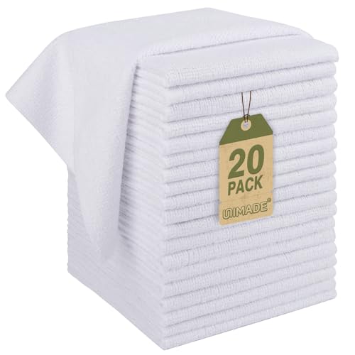 UNIMADE Microfiber Cleaning Cloth, 20 Pack Reusable Microfiber Towels - color: White, size: 20 Pack