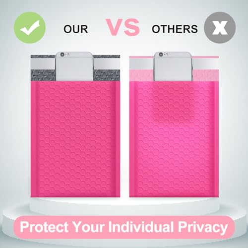 UCGOU Bubble Mailers 4x8" Hot Pink 100 Pack Usable Size 4x7" Shipping Bags - color: Hot Pink, size: 4x8" 100PC