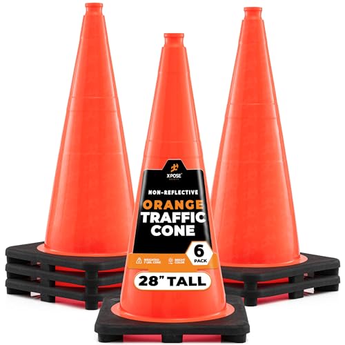 Xpose Safety 28 Inch Orange Traffic Cones, 6-Pack - color: Orange, size: 28" 7lb. Cone