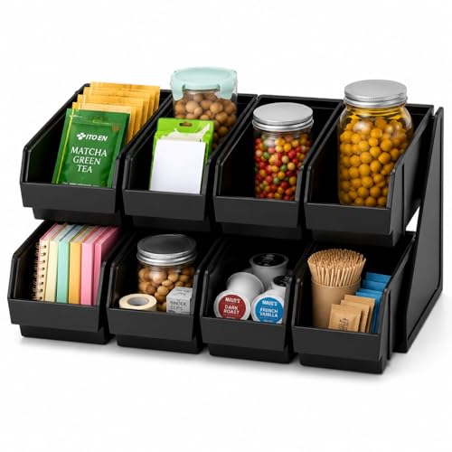 Novabright 8 Compartment Serve Condiment Bin Self Serve Condiment Packet - style: 8 Bin 2 Tier