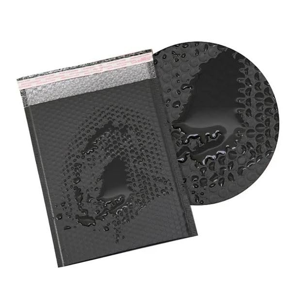 Water Resistant Bubble Envelope Mailers [10 Pack] 4 inch x 7 inch #000 Black Poly Padded Shipping Envelopes Self Sealing Cushioned Packaging Bags - size: #000 4"x7"