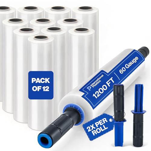 International Plastics Co. 15" Plastic Stretch Wrap with Tension Handles - size: 12 Pack, style: Extended Handles