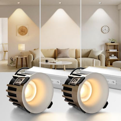 3 Inch LED Recessed Lights, Dimmable, 3CCT, CRI98, Trimless Ceiling Light - color: White-Gold, size: 3 Inch-2 Pack