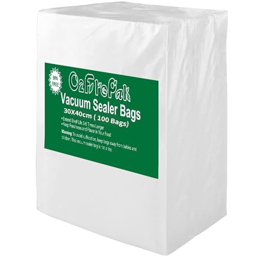 O2frepak Big Gallon 12"x16" Vacuum Sealer Bags 100ct for Food Storage - size: 12"x16"Plus Gallon Size(100count)