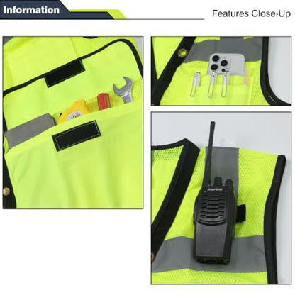 Safety Vest, High Visibility Reflective Vest for Outdoor Work - size: XX-Large
