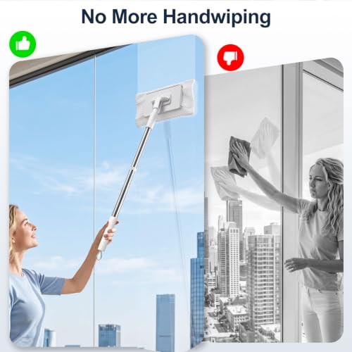 Masthome Snap Grip Mini Mop with Built-in Squeegee,30" Hands Free Clamp Mop - color: White Mini