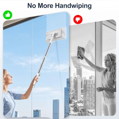 Masthome Snap Grip Mini Mop with Built-in Squeegee,30" Hands Free Clamp Mop - color: White Mini