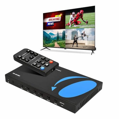 OREI 4x1 Out Quad Screen Multiviewer 1080p 3.5mm/Analog IR Remote HDMI 1.4