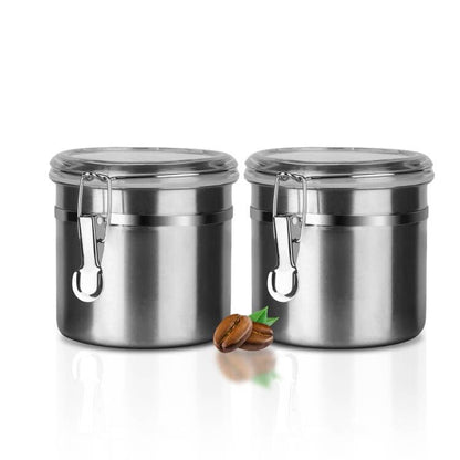 Walktosun Stainless Steel Food Container with Clear Lids Airtight Storage Container Stackable Small Canisters Kitchen Pantry Storage for Cereal, Snacks, Candy, Herbs, Spices, Sugar, Tea (1.2L Silver) - color: 1.2L Silver