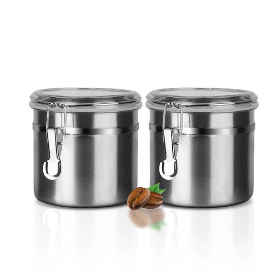 Walktosun Stainless Steel Food Container with Clear Lids Airtight Storage Container Stackable Small Canisters Kitchen Pantry Storage for Cereal, Snacks, Candy, Herbs, Spices, Sugar, Tea (1.2L Silver) - color: 1.2L Silver