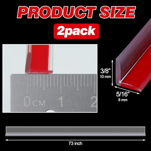 Newtay 2 Pcs L-Type Seal Strip 3/8'' X 73'' Clear Vinyl Glass Shower Door - size: 3/8'' x 73''