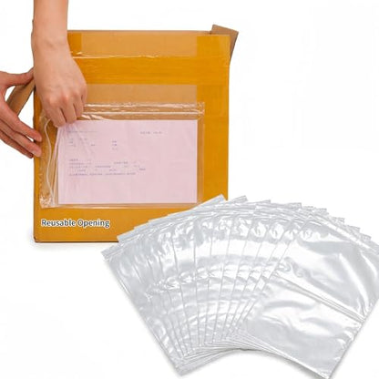 50 Pack Packing List Envelopes 6.7 x 9.9 Inch, Clear Adhesive Sleeves