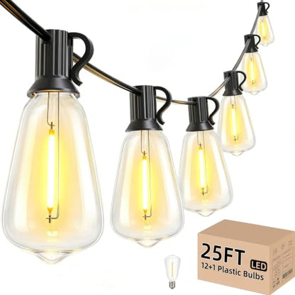 Svater Outdoor String Lights 25 FT, Patio Light Outside Waterproof 13 Bulbs - size: 25FT