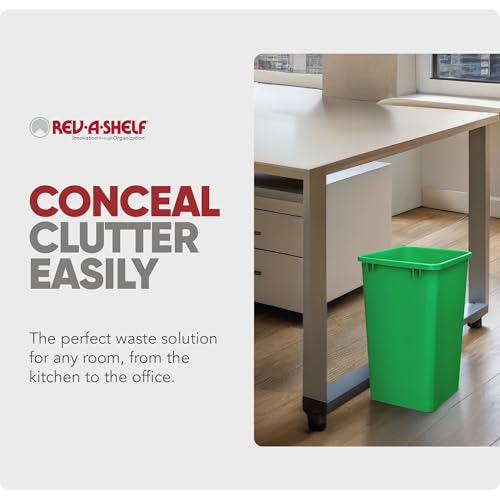 Rev-A-Shelf Double Pullout Garbage Trash Cans for Kitchen Cabinets, 35 Qt - color: Green, style: 2 Pack