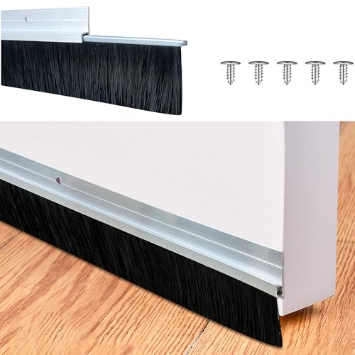 Aluminum Door Sweeper - 39.3" L x 2" W, Soft Brush, Easy-Mount (1, Silver) - color: Silver