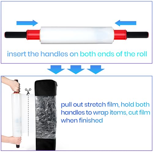 TAPEBEAR Stretch Wrap Film with Handles 15" x 760Ft Shrink Wrap - size: 15" x 760Ft x 2Rolls