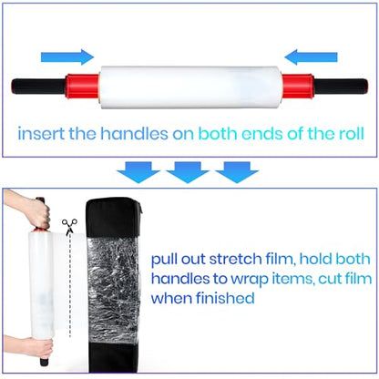 TAPEBEAR Stretch Wrap Film with Handles 15" x 760Ft Shrink Wrap - size: 15" x 760Ft x 2Rolls