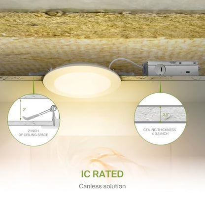 ASD 1 Pack LED Smart Recessed Lighting 6 Inch 12W, RGBW Color Changing Lights, Compatible with Alexa & Google Assistant, Dimmable 2700K-6500K Selectable RGB Lights, WiFi Bluetooth Ceiling Light, ETL - color: White, size: 6 Inch 1 Pack